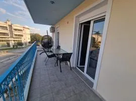 The colorful house with balcony view