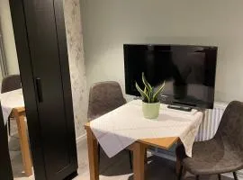 Overnight apartment with double bed, kitchenette, and shower