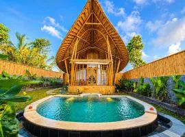Golden paddy bamboo house -by sunrise hill