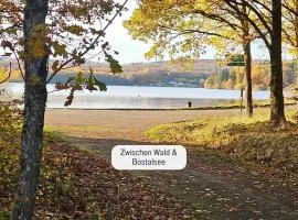 Ferienwohnung Hanfdell am Bostalsee, 90 qm, großer Balkon, barrierefrei & hundefreundlich