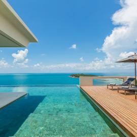 Villa Natha, world-class sea view, gym, massage room, cinema, full service with private dining, north Chaweng