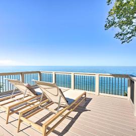Modern Lake Michigan Home with 3 Lakefront Decks!