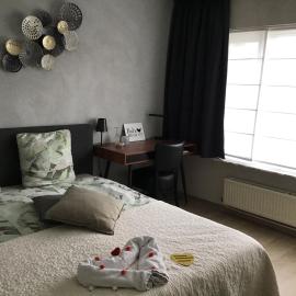 Guesthouse De Steenberg tweepersoonskamer met gemeenschappelijke grote badkamer en kitchenette en tuinzicht op de eerste verdieping, hotell i Geel
