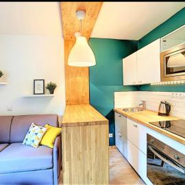 Studio moderne refait à neuf 2 personnes dans le Centre de Saint-Gervais proche télécabine vert