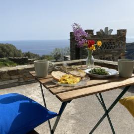 Andros Vineyard house with sea view, hotel em Sinétion