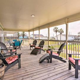 Unwind Poolside, Walk to Beach! Galveston Retreat