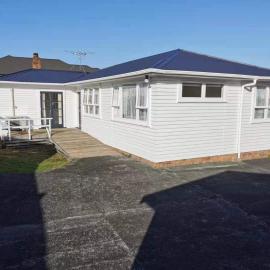 White weather board house