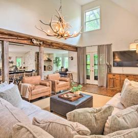 Deck w/ Fireplace: Pet-Friendly Lake Lure Retreat