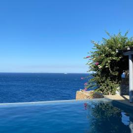 Waterfront villa "Afros" with a pool, direct access to the sea and a small beach