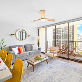 Waikiki banyan condo with ocean views & lanai