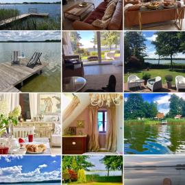 Mazurska Villa Deluxe w Pasymiu z prywatnym pomostem na jezioro Kalwa i łodzią na wyłączność Najwyższe Premium w Osada Zamkowa, hotell sihtkohas Pasym
