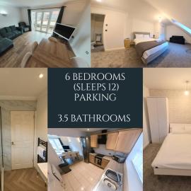 Large 6 bed house - 6 Bedrooms - Parking WIFI 6 smart TVs 3 shower rooms 4 WCs, hotell i Kettering