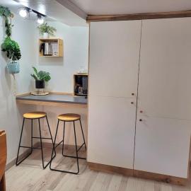 studio cosy rdc centre Laval vu château et jardin