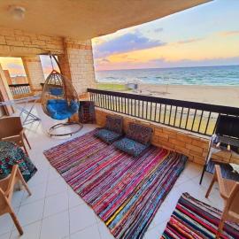 Hotel appartment sea view free wifi 3 bedrooms 2 full bathrooms 4th floor Bellevue village agami alexandria families are preferred available all year days with 5 heavy blankets