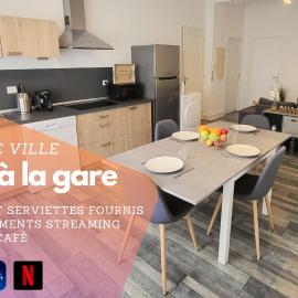 Logement spacieux - Face à la gare et centre-ville