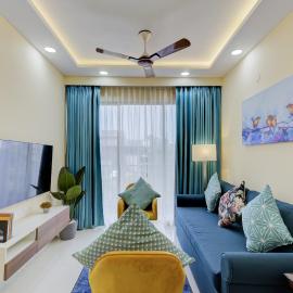 Luxe 2BHK 10min from GOI airport with Pool access