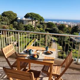 Stunning views large balcony apartment with pool