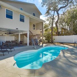Oak Island Home w/ Pool: Walk to Long Beach!