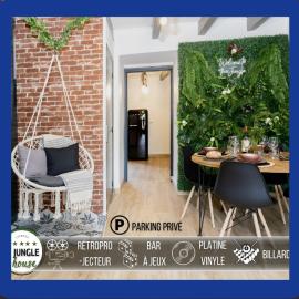 MAISON "Jungle House" 90 m2, PARKING gratuit, 2 CHAMBRES, BILLARD, RÉTROPROJECTEUR, BAR À JEUX , VINYLE, WIFI FIBRE, idéal PRO & FAMILLE à Montbrison