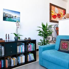 The golden hour, luxury apartment with a panoramic view