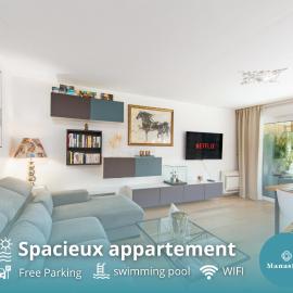 Spacieux appartement - Parking - Piscine - BV, hotel in Beausoleil