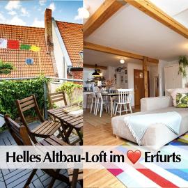 Helle 80m2 Maisonette FEWO mit tollem Balkon ins Grüne, Kingsize Bett, Smart-TV - Nur ein kurzer Spaziergang in die Altstadt und zum Domplatz - Kostenlose Parkplätze in den umliegenden Straßen - Ausgewählte Empfehlungen für Erfurt inklusive, hotel a Erfurt