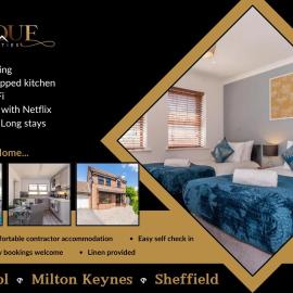 CENTRAL MK- 3Bed, 2 Bath house for LONG TERM CONTRACTOR Stays, free parking for 2 vehicles, DESK & GARDEN space managed by CHIQUE PROPERTIES LTD, hotel in Milton Keynes
