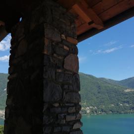 Between mountains and lake
