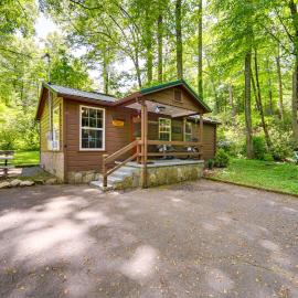Pet-Friendly Creekside Cabin w/ Pool Access!, hotel a Maggie Valley