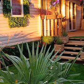 Le Lagon Rose nice bungalow Camping SIBLU le Mar Estang Canet-en-Roussillon, 2 rooms, 2 bathrooms, 2 TV, free WIFI, sheets & towels included, beach at 5 mn walk
