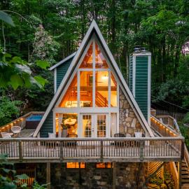 Big Mountain View! Downtown Gatlinburg Chalet Village! Hot Tub! Fan Favorite! AFrame Dreams! Magazine-Featured! Stunning Interiors! Little Green Cabin