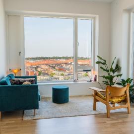 View from the 18th floor over whole of Copenhagen.