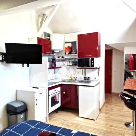 08 - Joli studio tout équipé pour 2 personnes, lit double, parking privatif gratuit, grand fourgon possible, tout le linge de maison est fourni