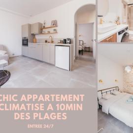 Chic T2 climatisé proche plages