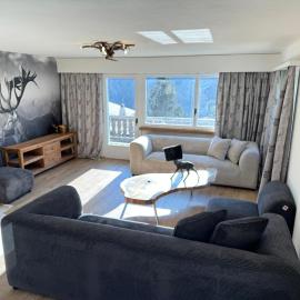 Exklusives Berg-Bijou mit Bergblick mit privaten Wellnessbereich Hot Tube und Sauna -Hunde herzlich Willkommen mit eingezäunten Grundstück, hôtel à Scuol