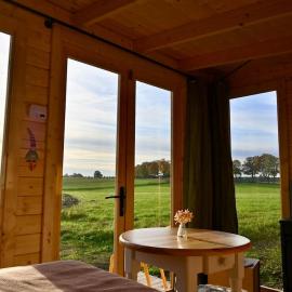 Hüttchen ganzjährig nutzbar mit Kamin&Sauna, hotell i Dargun