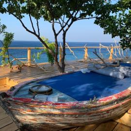 House with balcony on the sea