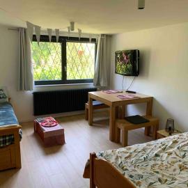 Espace privé dans un parc arboré、ゲブヴィレールのホテル