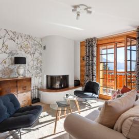Appartement chalet avec balcon et vue sur les Alpes