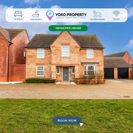 Stunning Detached House • Driveway Parking • Office • Sky TV • Spacious Garden • Yoko Property