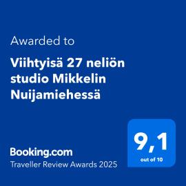 Viihtyisä 27 neliön studio Mikkelin Nuijamiehessä, hotel di Mikkeli