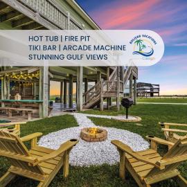 Seas the Day! 4BR Retreat, Hot Tub, Game Room, Firepit & Gulf Views, hotel in Port Bolivar