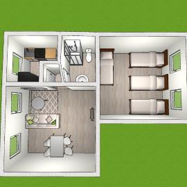 EMAS 7 Wohnung mit 4 Einzelbetten, Küche, Dusche
