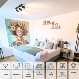 BasilikaOne, FEWO für bis zu 6 Pers mit 2 Schlafzi, Balkon und Tiefgaragenstellplatz, Hotel in Weingarten