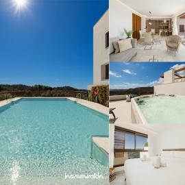 Modern penthouse with two terraces, jacuzzi and sea, lake and mountain views, in Almazara Hills