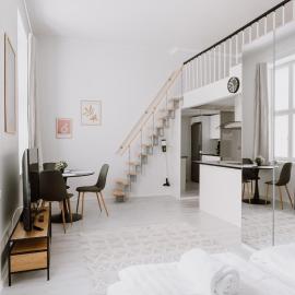Loft apartment in the harbor, top location, private sauna