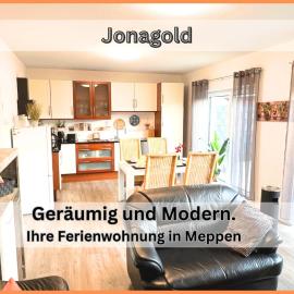 "Jonagold" Meppen Ebenerdig 84 qm Carport Terrasse Free WiFi Neubau 2 Schlafzimmer bis 4 Personen Einbauküche