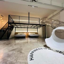 the Zwei Playhouse Retreat with Slide at the Frohaus