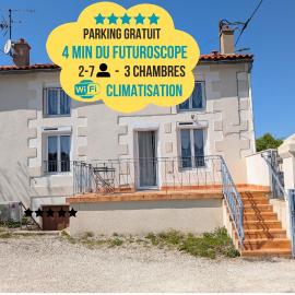 Escapade poitevine - Maison climatisée avec 3 Ch - 4 min Futuroscope et Aquascope