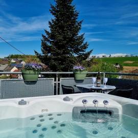 Wellnesshaus Dorfblick mit Outdoor-Jacuzzi und Infrarotkabine, hotell i Dreis-Brück